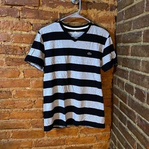 Lacoste Black/gray striped V-Neck Tee